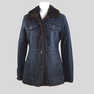 MARVIN RICHARDS Women's Faux Fur Denim Jacket Size S